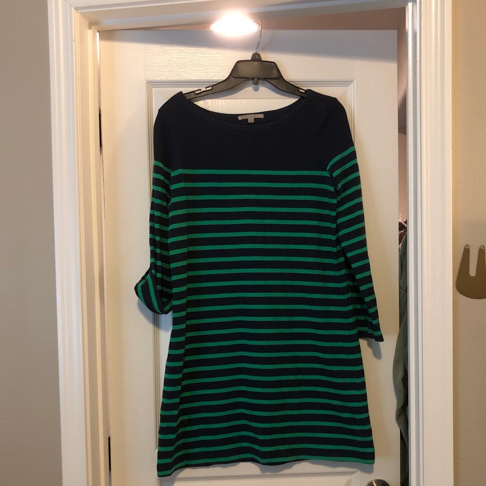 GAP navy & green striped shirt dress